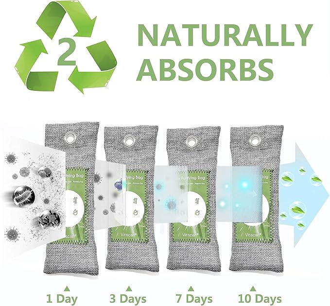 24 Pack Bamboo Charcoal Air Purifying Bag, Activated Charcoal Bags Odor Absorber, Moisture Absorber, Natural Car Air Freshener, Shoe Deodorizer, Odor Eliminators For Home, Pet, Closet