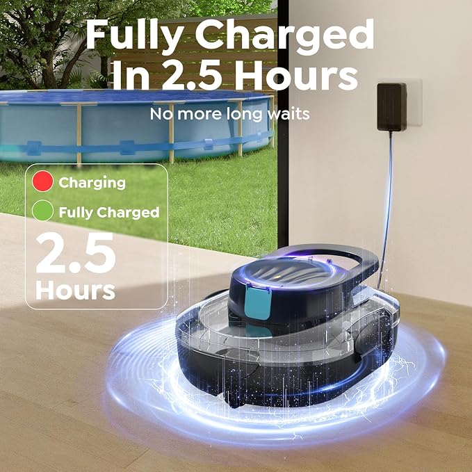 S1 Pro Cordless Robotic Pool Cleaner, 130-Min Runtime, Cleans Up to 1,292 Sq.Ft, Dual-Motor Pool Vacuum, Automatic Cleaner with Large Filter Basket, Fast Charging & Self-Parking (Glossy Black)