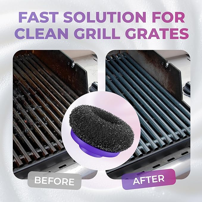 Synoshi PRO Electric Spin Scrubber & Steel Brush Heads (2 Units) Perfect for Grills, Ovens. Power Scrubber for Intensive Cleaning