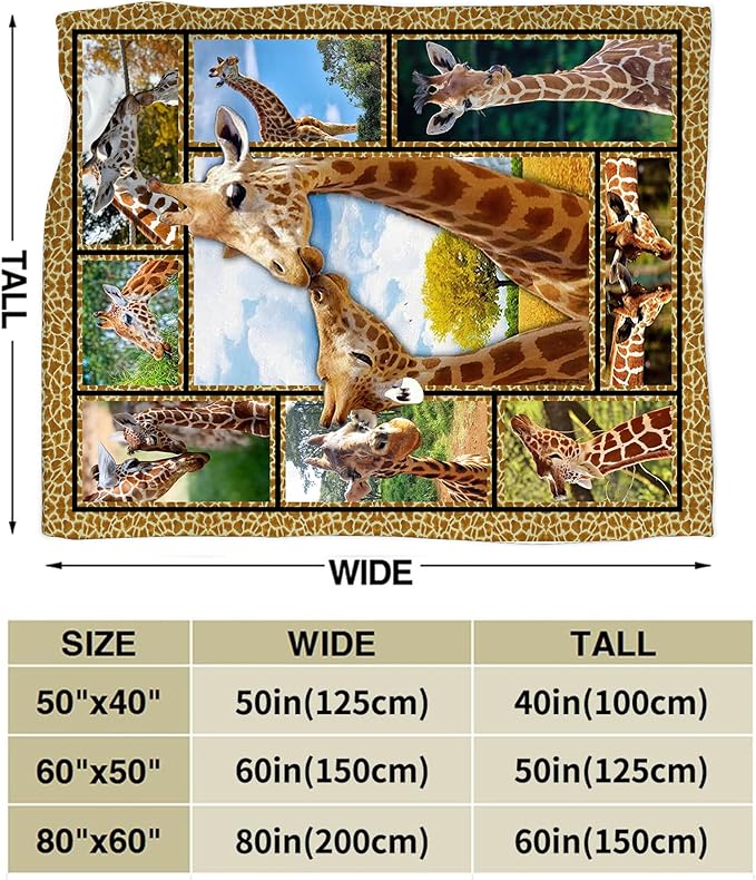 jerkboo Giraffe Blanket Throws Giraffe Gifts Giraffe Lovers Throw Blanket for Girls Boys Kids Adults Soft Warm Cozy Fleece Blanket for Couch Sofa Bed 80""x60""