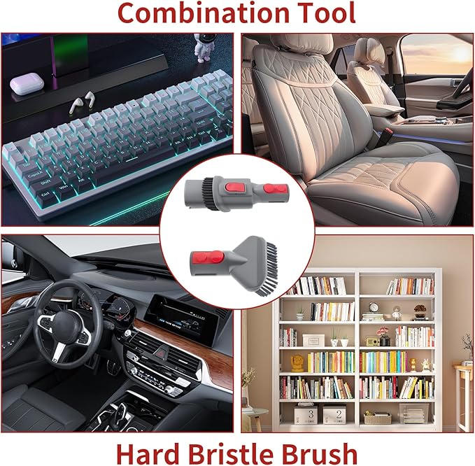 Vacuum Attachment Kit Compatible with Dyson V15 V12 V11 V10 V8 V7 Cordless Vacuum Cleaner, Dryer Vent Cleaning Accessories with Extended Hose, Replacement Brush Tools for Home and Car Cleaning