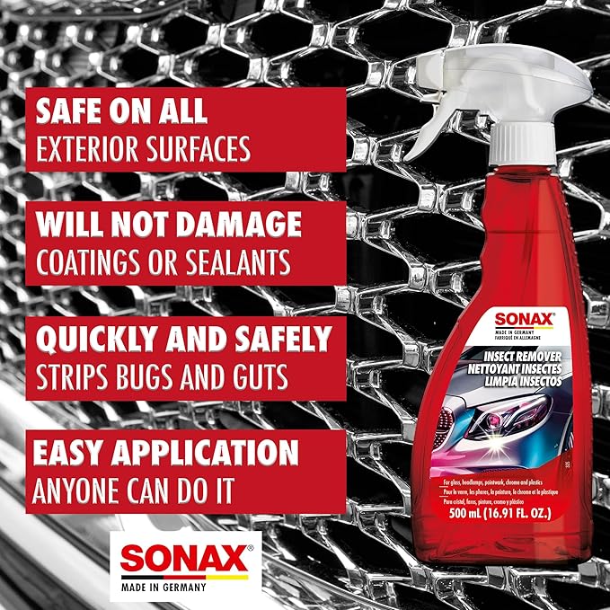 SONAX Insect Remover 533200 | High-Performance Bug Residue Cleaner for Paint, Glass, Chrome & Plastics | Solvent-Free Formula Loosens Tough Insect Deposits | Prevent Clear Coat Damage | | 500ml