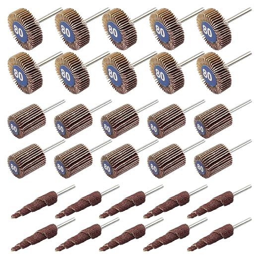 30 Pcs Flap Wheel Sander for Dremel, 80 Grit Flap Sanding Wheel Rotary Tool Accessories Kit for Removing Rust and Polishing,1/8-inch Shank
