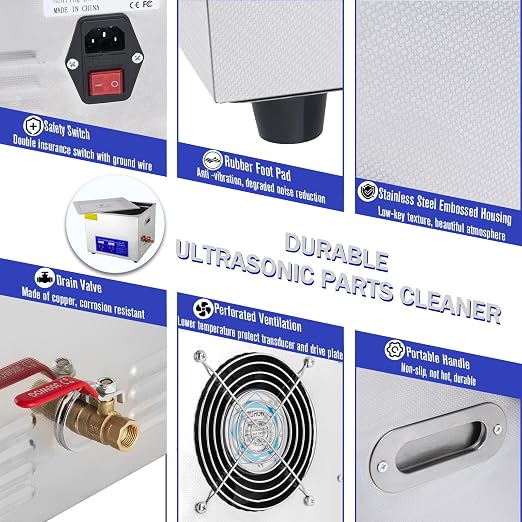 Ultrasonic Carburetor Cleaner, Ultrasonic Parts Cleaner 15L Industrial Ultrasonic Parts Cleaner with Heater&Digital Timer, Ultrasonic Carb Cleaner for Watch Dental Instrument Tool Parts Cleaning, 110V