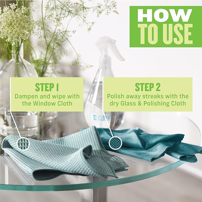 E-Cloth Home Cleaning Set with Microfiber Cleaning Cloths for Cars & Microfiber Cleaning Cloth Glass Cleaner Kit - Microfiber Towel Cleaning Kit for Cars, Large