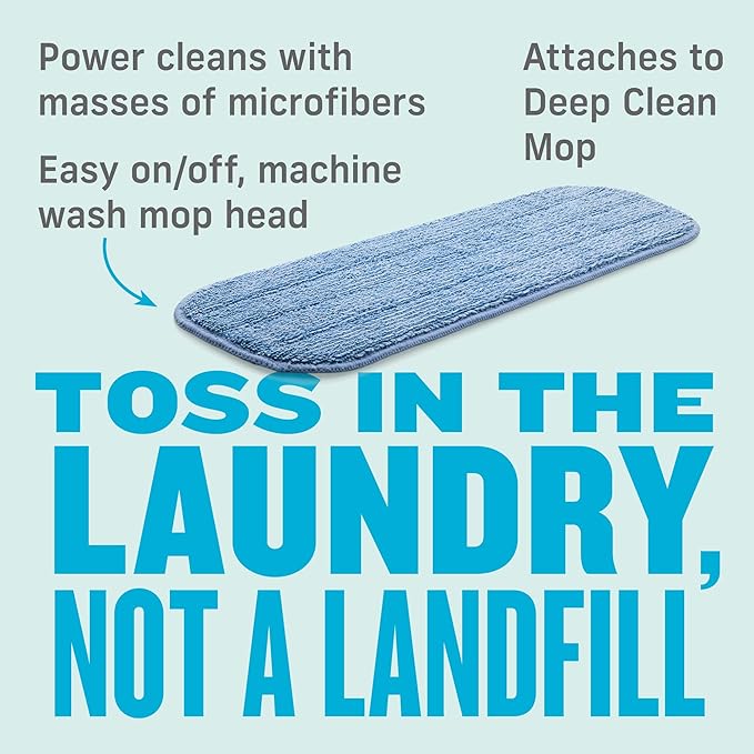 E-Cloth Deep Clean Mop Head, Microfiber Mop Head Replacement for Floor Cleaning, Great for Hardwood, Laminate, Tile and Stone Flooring, Washable and Reusable, 100 Wash Guarantee, 2 Pack