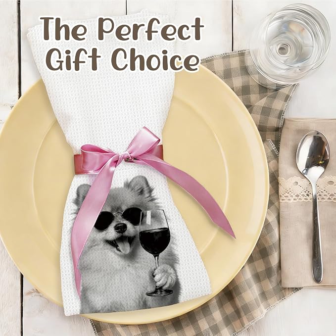 Funny Labrador Kitchen Towels Set of 2, Dog Kitchen Bar Accessories, Dog Chef Gifts for Women Decorative Hand Towels for Kitchen Decor, Labrador Lovers Dish Tea Towel, 16x24 Inch