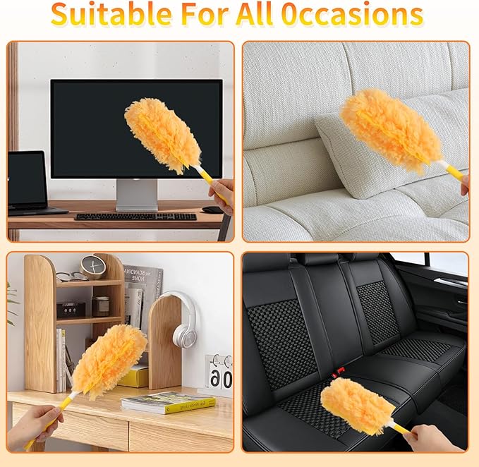 Heavy Duty 360° Duster Refills for Swiffer Duster, 2 Sided, 4X Microfibers, Disposable Multi Surface Dusters, 18 Count with 1 Handle