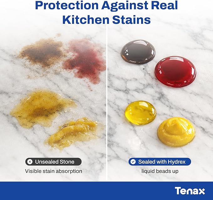 Tenax Hydrex Stone Sealer – Professional Penetrating Sealer for Granite, Marble, Natural Stone & Concrete – Stain & Water Protection for Countertops, Tile, Indoor & Outdoor Surfaces – 1 Quart