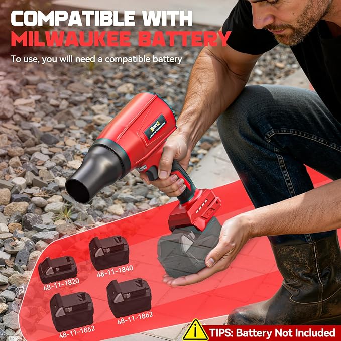 DIYtoolifz Cordless Leaf Blower Compatible with Milwaukee (Tool Only), 800,000RPM Brushless Motor, Adjustable Speed, Lightweight Portable Electric Blower for Car, Patio, Garden (Without Battery)