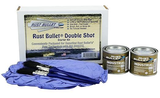 RUST BULLET Industrial - Metallic Gray - Double Shot (2) 4 Oz Kit - Rust Preventative Coating for Industrial, Marine, Home and Farm Projects, Chip and UV Resistant, Durable Finish