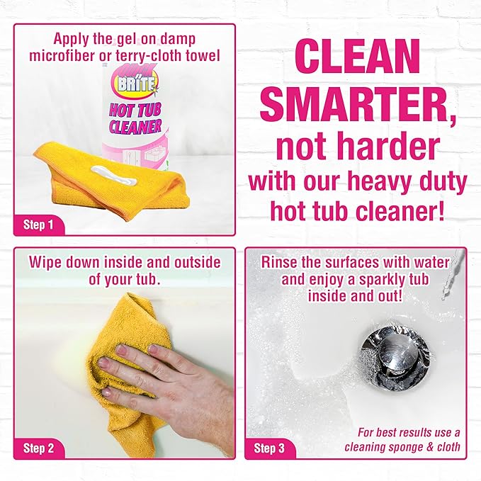 Quick 'n Brite Heavy Duty Hot Tub Cleaner - Non-abrasive Cleaning Gel, 16 oz. (Packaging May Vary)