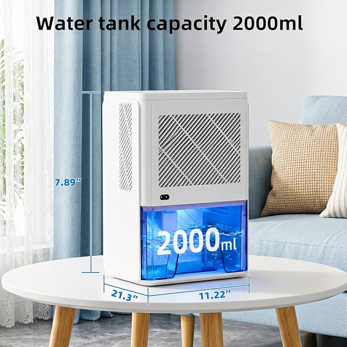 Electactic Dehumidifier, Quiet Efficient Humidity for Home Bedroom Bathroom 800 Sq. Ft, 67OZ Dehumidifier with Touch Control, Multiple Modes, Timer, Auto Shut-Off & RGB 7 Colors Night Light, White