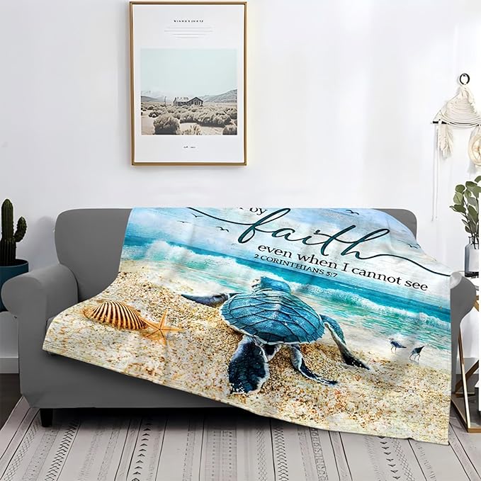 Tijuboni Sea Turtle Ocean Throw Blanket Beach Nautical Gifts for Women Men Girls Boys Kids Adults Soft Flannel Fleece Blanket for Couch Sofa Bed Home Decor 60"x80"