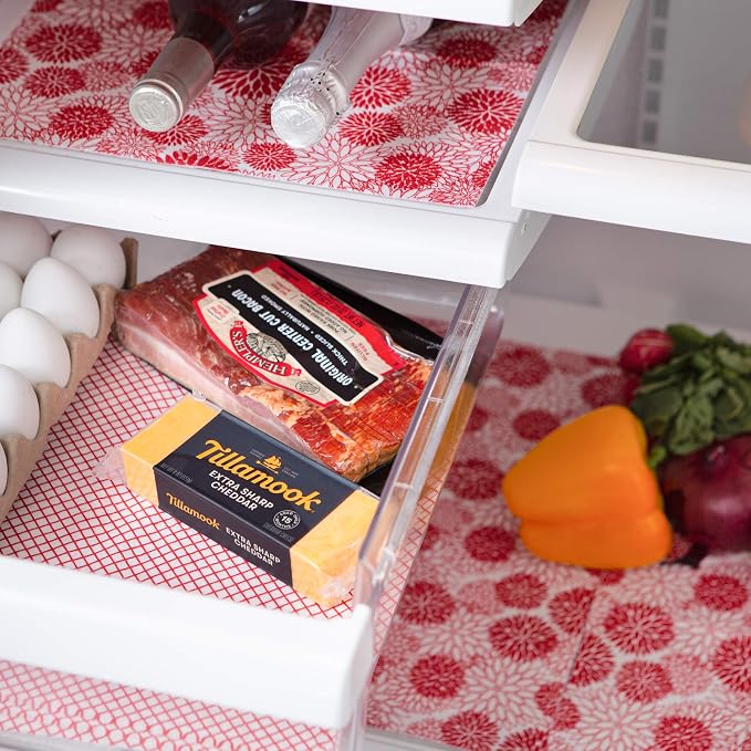 DII Fridge Liner Collection Non-Adhesive, Cut to Fit, 12x24, Tango Red, 6 Piece