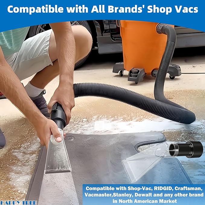 Happy Tree See-Through Extracting Accessory with 2-1/2" Reducer for Upholstery & Carpet Cleaning & Auto Detailing, Shop Vac Extractor Attachment for 10-20 Gallon Wet/Dry Vacuum Cleaners