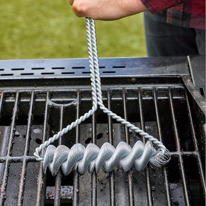 Outset Grill Cleaning Tool Set, Coil BBQ Brush and Grill Grate Scraper,Black