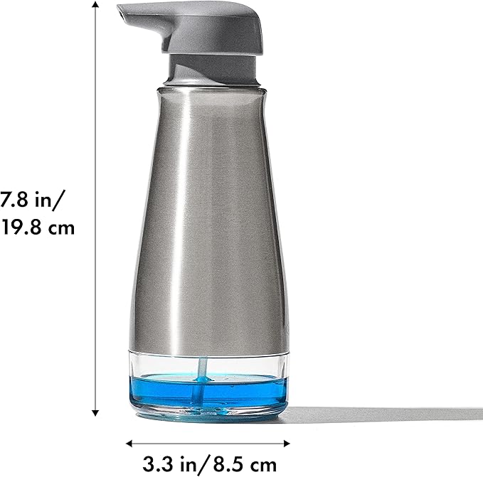 OXO Good Grips Stainless Steel Foaming Soap Dispenser and Stronghold Suction Sponge Holder