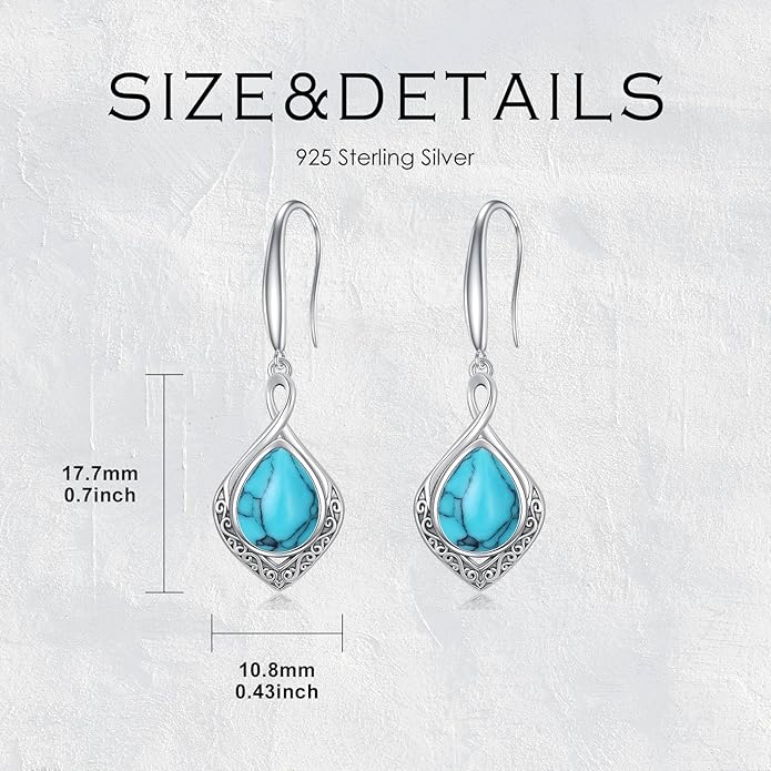 PELOVNY Celtic Knot Filigree Earrings for Women 925 Sterling Silver Moss Agate/Birthstone Infinity Earrings Birthday Christmas Jewelry Gifts for Mom Daughter Wife Sister