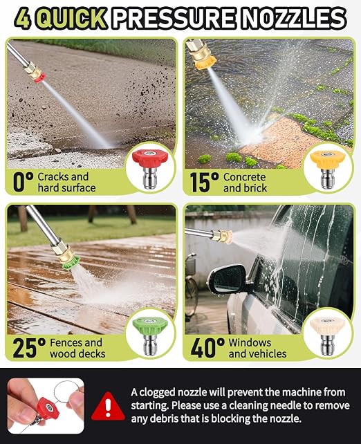 Electric Pressure Washer, 1700 PSI with 23FT Cord, 4 Quick Nozzles, Foam Cannon Electric Power Washers for Car, Garden, Patio, Driveways
