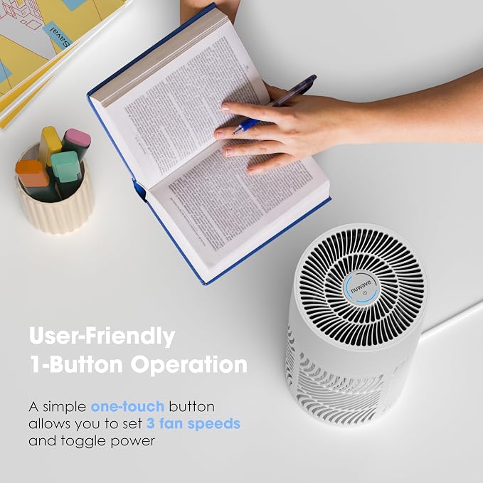 Nuwave H13 True HEPA Air Purifier for Bedrooms & Large Room up to 857 Sq Ft, 2025 New & Improved RPM Removes 99.97% of Smoke Pollen Pet Hair to 0.3 Micron 3 Fan Speeds Portable Ozone-Free