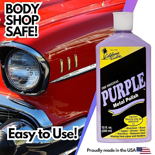 CALIFORNIA CUSTOM Products – The Original Purple Metal Polish, No Silicone, Body Shop Safe, Great for Aluminum, Brass, Copper, Chrome, Silver, Stainless and Gold, Made in The USA (6)