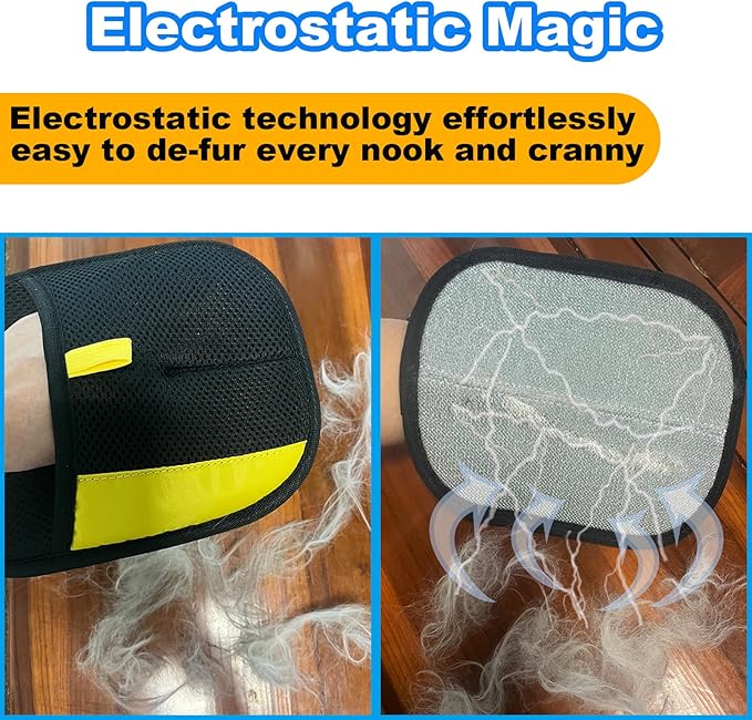 Pet Hair Removal Gloves for Cats Dogs, 2026 Upgraded Electrostatic Reusable Magic Cat Dog Fur Brush, Effortless Pet Hair Remover Mitt Tool for Furniture, Carpet, Clothes, Couch (1pcs-Black)