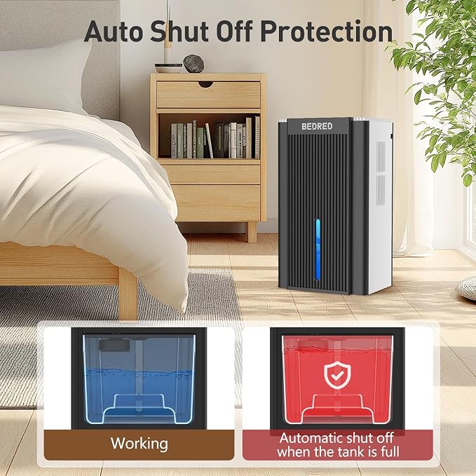 Dehumidifier,95OZ Dehumidifier for Home 1000 Sq.Ft - Quiet with Auto Shut Off & Relaxing 7 Color Ambient Light,Ideal for Livingroom, Bedroom, Basement (White/Black)