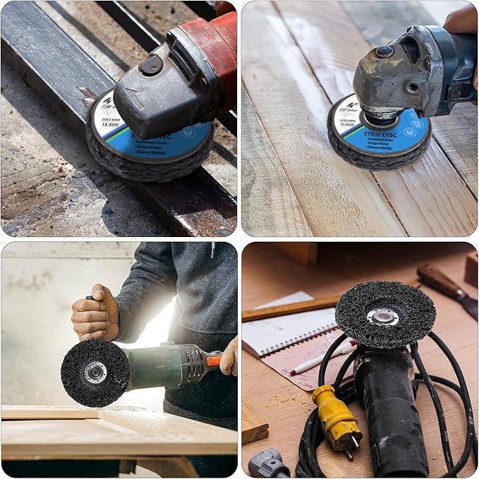 15 Pcs 4-1/2" x 7/8" Strip Discs Bulk, Paint Stripping and Rust Removal Wheels for Angle Grinders, Abrasive Grinding Discs for Metal, Wood, and Fiberglass, Black