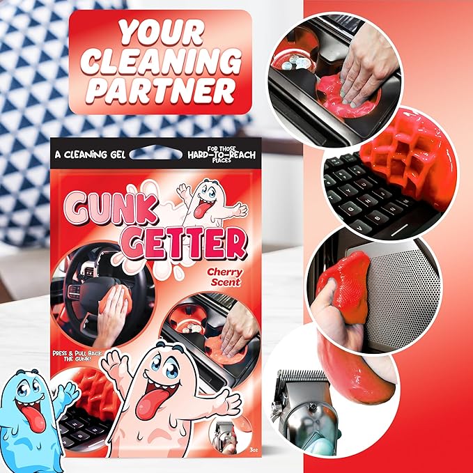 Car Cleaning Gel 12 Pack for Those Hard to Reach Places, Automotive Cup Holder Electronic Keyboard Office, Slime Gel Cleaner Dust Crumb Removal (Cherry, 12 Pack)