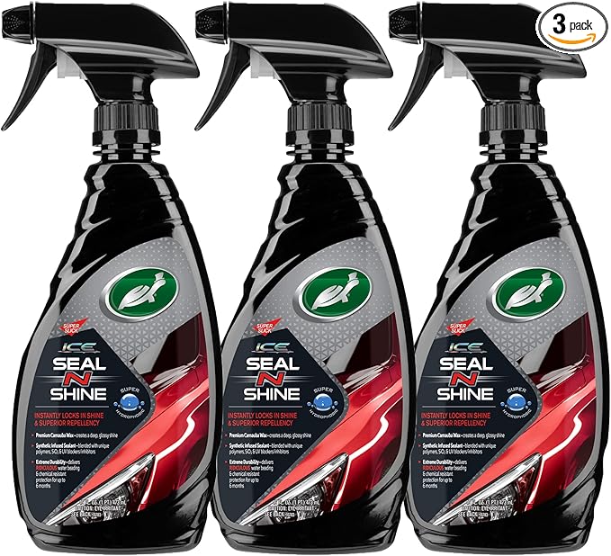 Turtle Wax ICE Seal N Shine, Car Wax Sealant, High Gloss Shine, Insane Water Beading and Durable Paint Protection, Carnauba Wax Infused, For Paint, Wheels, Glass, Plastics and More, 16oz (Pack of 3)
