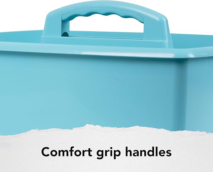 Storex 2-Compartment Large Caddy – Multipurpose Classroom Organizer with Handle, Teal, 6-Pack (00959U06C)