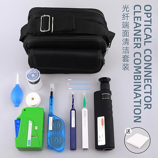 Fiber Optic Cleaning Kit with Inspection Microscope, Cleaning Box 1.25MM/2.5MM/MPO Cleaning Pens for SC/LC/FC Connections