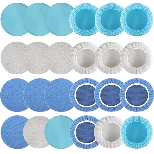40 PCS Polishing Bonnet Pads,9 to 10 Inches Buffer Bonnets,Car Polisher Pad Bonnet,Buffing Pad Cover Waxers Bonnet,Mix Pack 24 Microfiber, 8 Non-Woven, 8 Woolen for Car Polisher