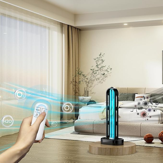 UV Light Sanitizer, Ultraviolet Lamp with Remote Control for Bed Bugs and Dust Mites, Home Disinfection Device UV Lamp for Home, Room & Kitchen, Ultraviolet Light with 3 Speed Timings