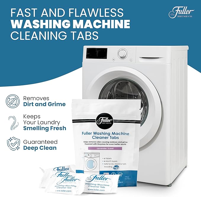 Fuller Washing Machine Cleaner Tablets – Washer Cleaner for Front Load, Top Load - Removes Odor, Dirt, Grime, Lavender Scent, Septic Safe (Pack of 4)