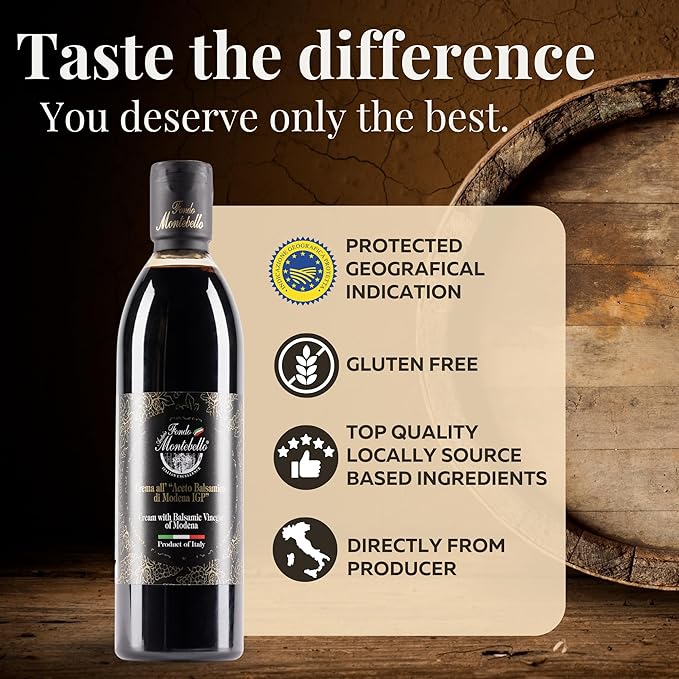 Aged Balsamic Glaze 16.9 fl.oz. (500 ml), High Density Balsamic Vinegar Glaze Drizzle, Cream with Balsamic Vinegar of Modena, Sweet Reduction Glaze - Imported from Italy