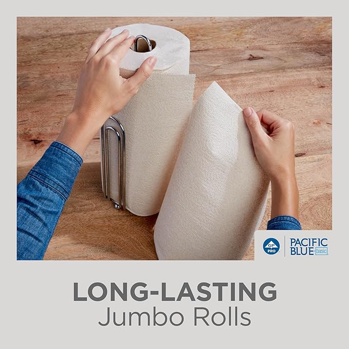 Georgia-Pacific Pacific Blue Basic 2-Ply Recycled Perforated Paper Roll Towel (Previously Branded Envision) By GP PRO (Georgia-Pacific), Brown, 28290, 250 Sheets Per Roll, 12 Rolls Per Case