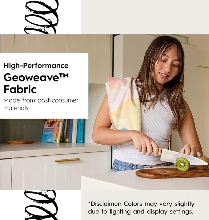 GEOMETRY Kitchen Dish Cloths - Spring & Summer Collection - Premium Dishcloths with Geoweave - Absorbent & Fast Drying Kitchen Towels - Sandy, 10" x 10" - 3-Pack