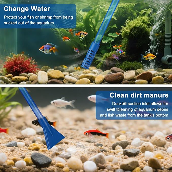 Mogoko Aquarium Vacuum Cleaner Tool Kit with Fish Net, Ideal for Gravel Vacuum and Sand Cleaning for Aquarium Fish Tank