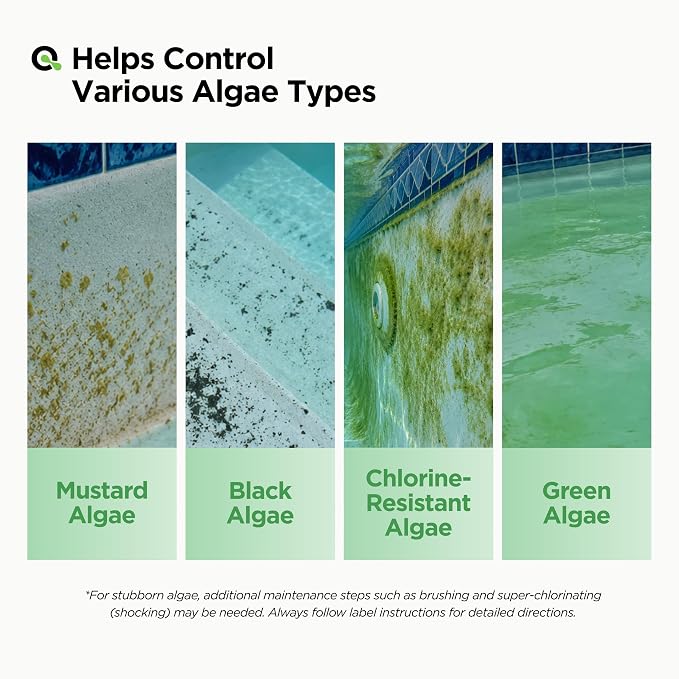 AquaDoc Liquid Algaecide for Swimming Pools - 128 oz - Treats Up to 10,000 Gallons - Non-Foaming, Copper-Free Formula for Pool Algae Control with Built-in Clarifier - Made in USA