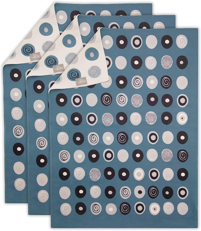 Skoy Kitchen Towel, Pack of 3 Recycled Polyester for Dishes, Glassware, Cookware and Hands, Reversible Design, Absorbent, 18" x 24", Gray