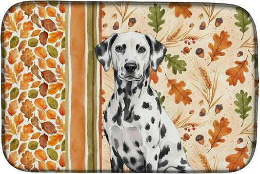 Caroline's Treasures Dalmatian Heirloom Fall Dish Drying Mat Absorbent Dish Drying Mat Pad for Kitchen Counter Dish Drainer Mat for Countertop, 14 x 21", Multicolor