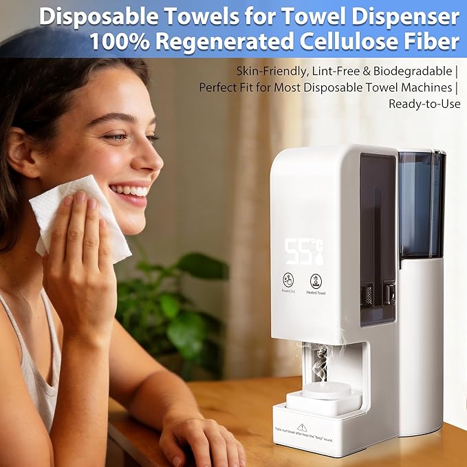 Hot Face Towel Heater Machine, Automatic Disposable Towel Warmer with Steam, 5-Second Heating, 55°C Constant Temperature, Portable Face Towel Steamer (Towel Machine+100PCS Towels)