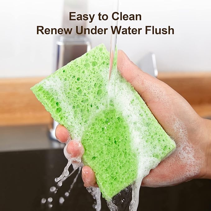 JOYMOOP Hands-Free Mop and Bucket with Wringer Set with Colorful Compressed Sponges, Househould Cleaning Tool of Floor Mop and Cellulose Sponges