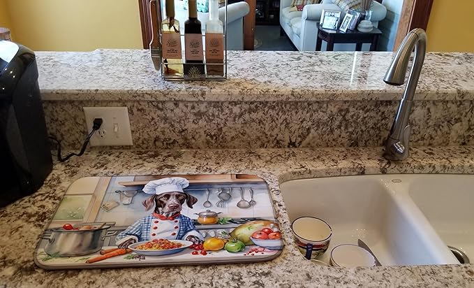 Caroline's Treasures DAC6254DDM German Shorthaired Pointer The Chef Dish Drying Mat Absorbent Dish Drying Mat Pad for Kitchen Counter Dish Drainer Mat for Countertop, 14 x 21", Multicolor