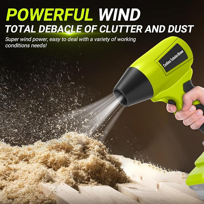 Handheld Leaf Blower for Ryobi 18V Battery, 130,000 RPM Brushless Cordless Blower with 5 Nozzles, Variable Speed, Lightweight Blower for Indoor and Car Interior Cleaning Tasks (No Battery)