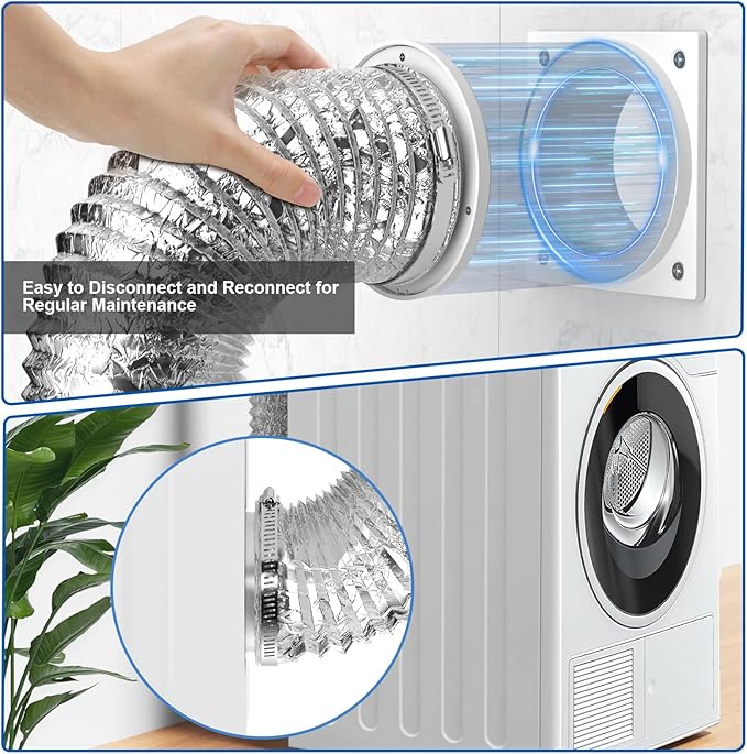 Magnetic Dryer Vent Coupling-Quick Connection and Disconnection,Dryer Vent Hose Magnetic Connector Kit,Strong Magnetic Self-connection Easy to Clean Quick Connector with 4 inch Hose