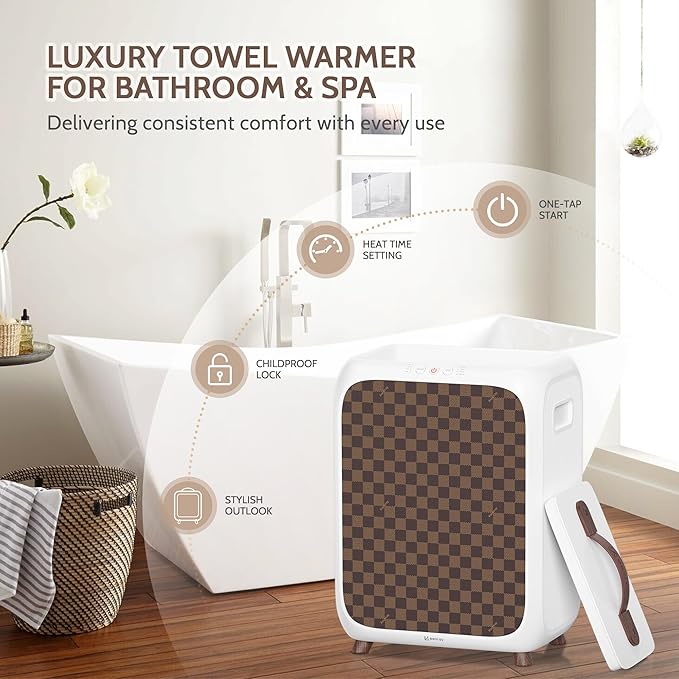 Keenray Towel Warmer Bucket, Luxury Rectangle Towel Warmer for Bathroom with Timer & Delay, Customized Fragrance, Child Lock, Fits 2 Large Towels, Blankets, Bathrobes, Ideal Gift for Him & Her