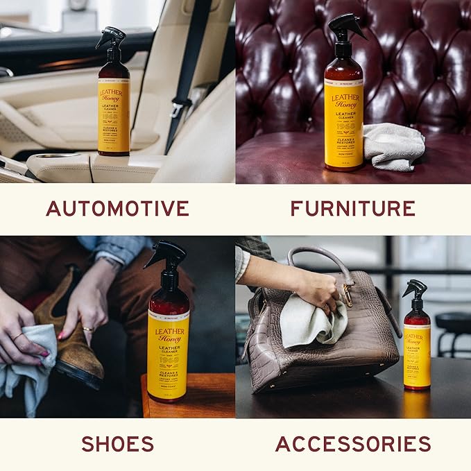 Leather Honey Cleaner Wipes with Conditioner Wipes and 16oz Spray Cleaner